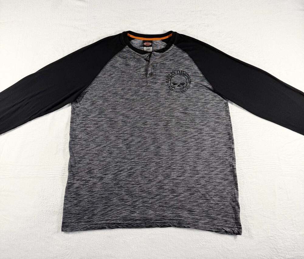 Harley-Davidson Willie G Skull Raglan Henley L/S Shirt XL Maverick Dallas TX